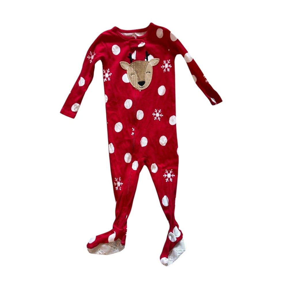 Carter's Red and White Reindeer Footie
